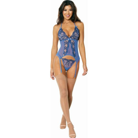 Dreamgirl Bustier w G - String Periwinkle Blue - Lingerie