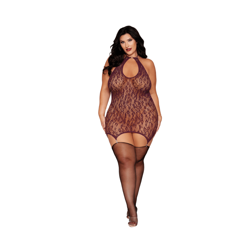Dreamgirl Garter Slip Burgundy - Lingerie