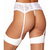 Dreamgirl Lace Garter Belt White - Lingerie
