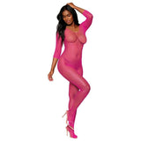 Dreamgirl Open Crotch Body Stocking Neon Pink - Lingerie