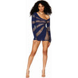 Dreamgirl Seamless Long - Sleeve Chemise Navy - Lingerie