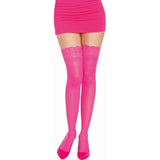 Dreamgirl Thigh High Silicone Stockings Neon Pink - Lingerie