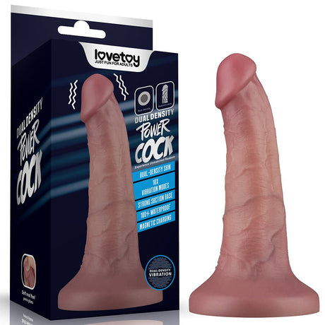 Dual Density Power Cock - 6 Inch Flesh - Flesh 16 cm USB Rechargeable Vibrating Dong - DONGS