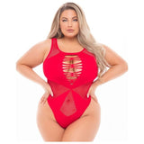 Duchess High Neck Bodysuit Red - Lingerie