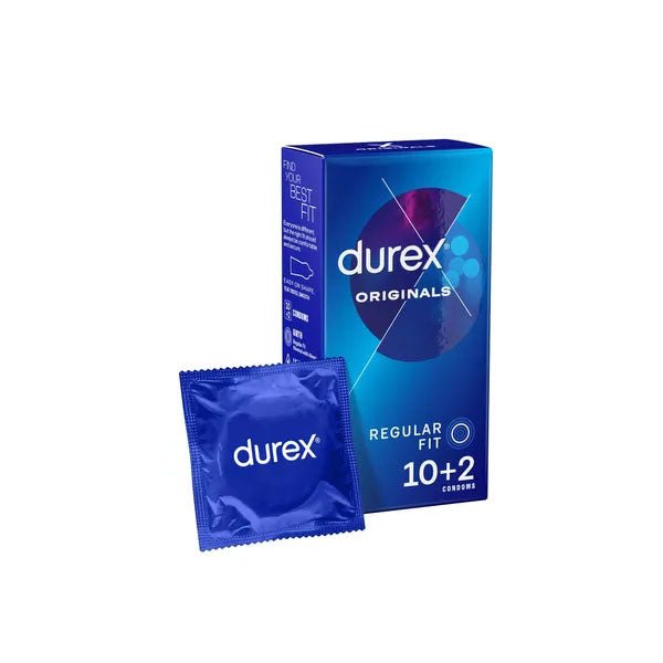 Durex Originals Regular Fit Condoms - Regular Fit Latex Condoms - 10 Pack + 2 Free - CONDOMS