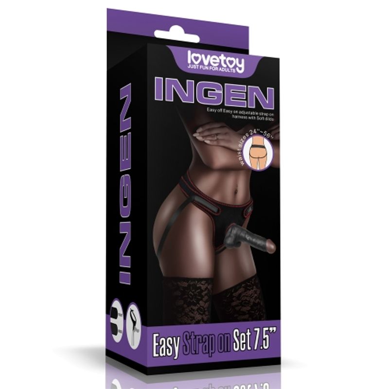 Easy Strap On Set 7.5in Black - Adult Toys
