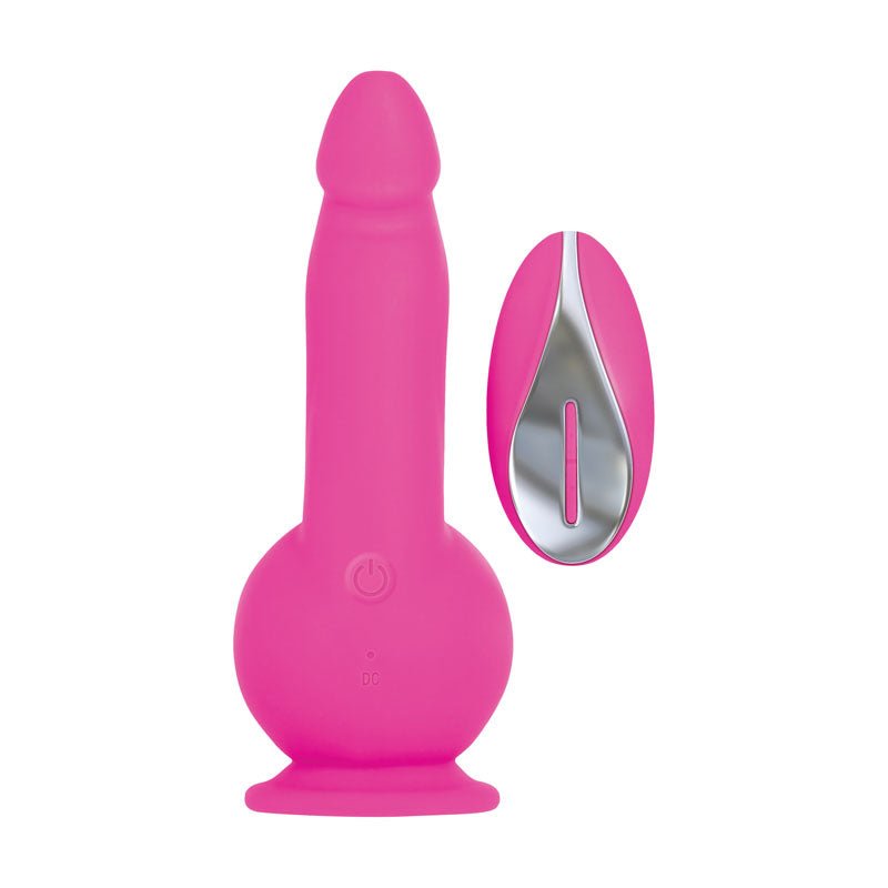 Evolved Ballistic - Pink 19 cm USB Rechargeable Vibrating Dong with Balls Motor & Remote - DONGS