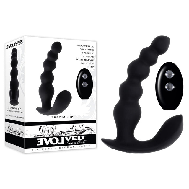 Evolved BEAD ME UP - Black 16.8 cm USB Rechargeable Vibrating Anal Beads with Wireless Remote - ANAL TOYS - Naughty by Nature Adult Store