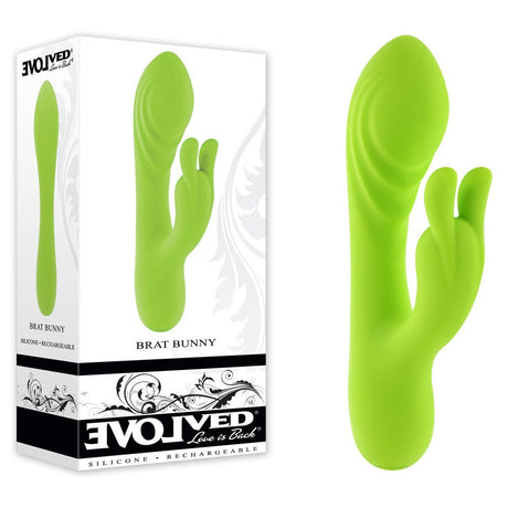Evolved BRAT BUNNY Rabbit Vibrator Green - VIBRATORS