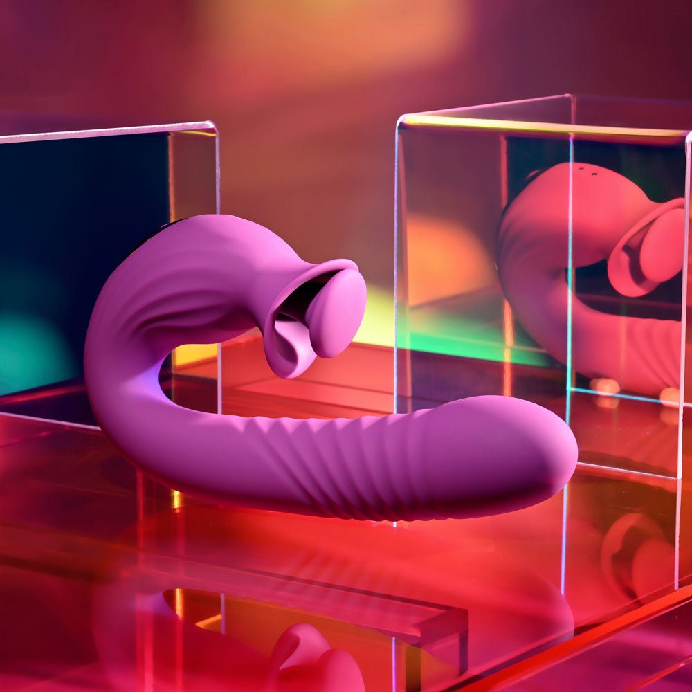 Evolved Deep Ecstasy Purple Thrusting And Tapping Vibrator - VIBRATORS