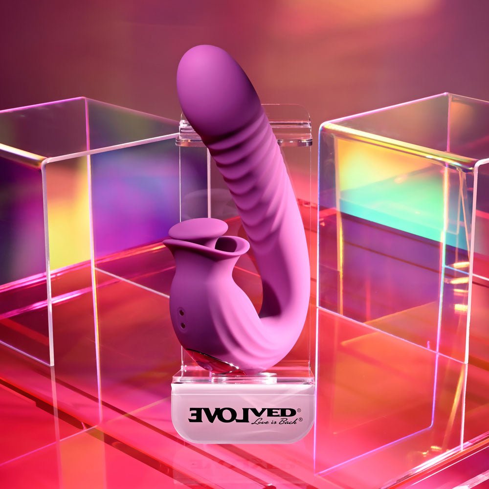 Evolved Deep Ecstasy Purple Thrusting And Tapping Vibrator - VIBRATORS
