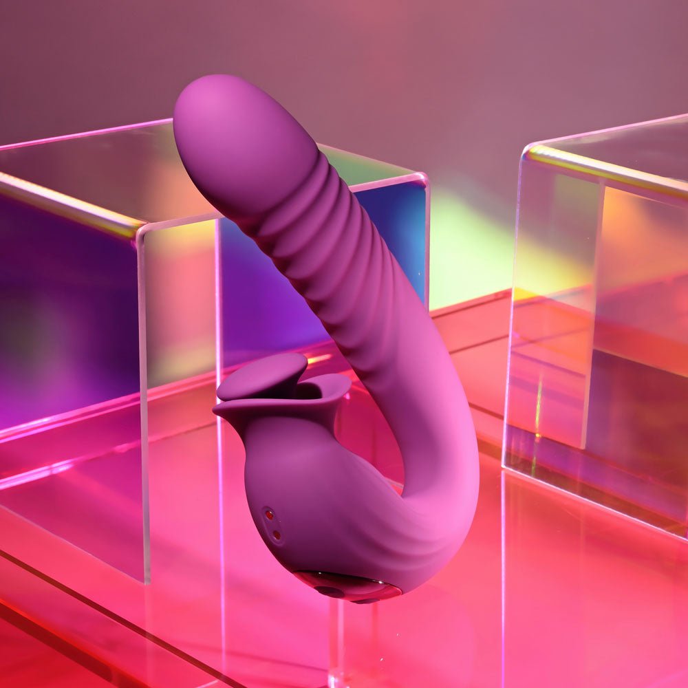 Evolved Deep Ecstasy Purple Thrusting And Tapping Vibrator - VIBRATORS