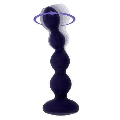 Evolved PLEASURE ORBIT - Navy Blue 17.8 cm USB Rechargeable Twirling & Vibrating Anal Beads with Remote - Anal Toys