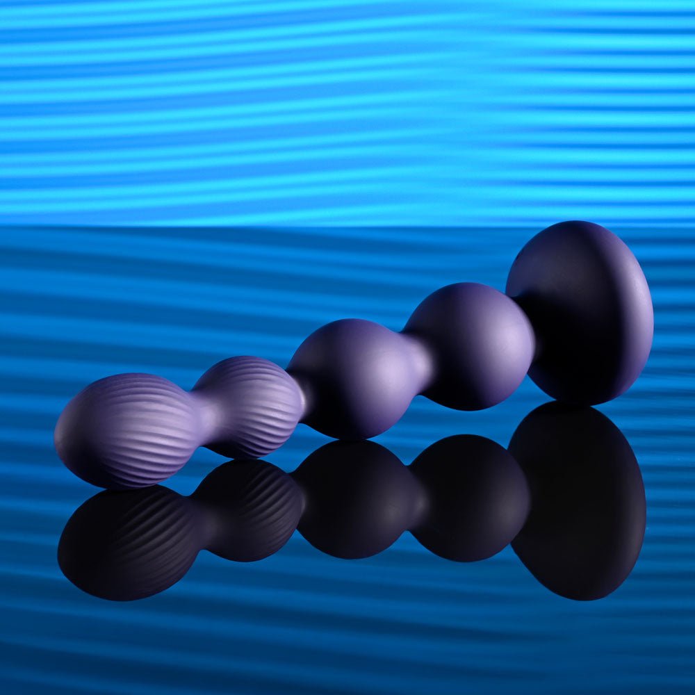 Evolved PLEASURE ORBIT - Navy Blue 17.8 cm USB Rechargeable Twirling & Vibrating Anal Beads with Remote - Anal Toys