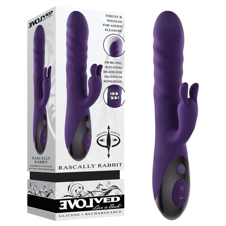 Evolved RASCALLY RABBIT - Purple 22.9 cm USB Rechargeable Rabbit Vibrator - VIBRATORS - RABBIT