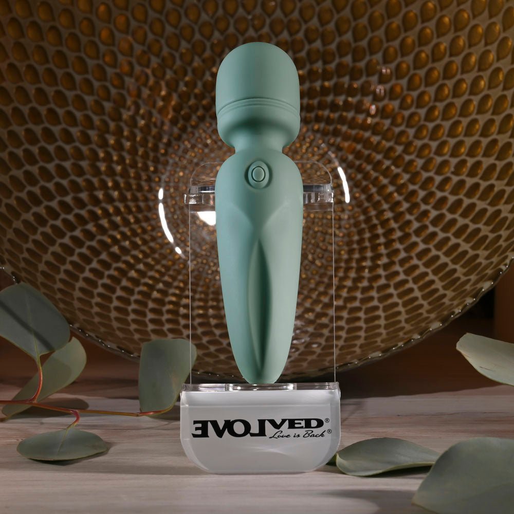 Evolved RUMBLE WAND - Olive Green Mini Massage Wand - VIBRATORS