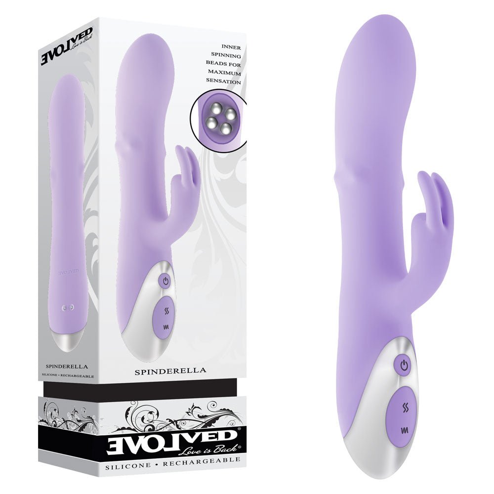 Evolved Spinderella Rabbit Vibrator – Rotating & Rechargeable Purple - VIBRATORS