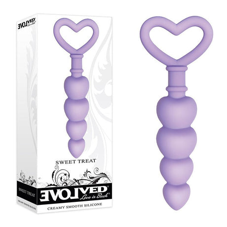 Evolved Sweet Treat - Purple 11.5 cm Beaded Butt Plug with Handle - Anal Toys