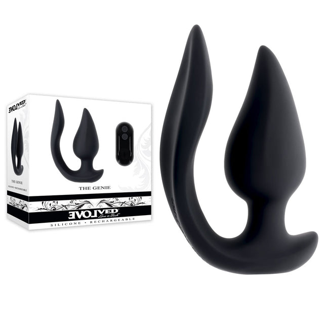 Evolved The Genie Black 11.2 cm Remote Vibrating Plug - ANAL TOYS