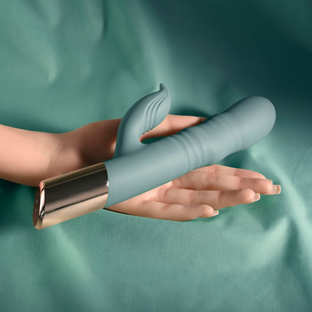 Evolved The Shimmy Green Thrusting Rabbit Vibrator | USB Rechargeable - VIBRATORS