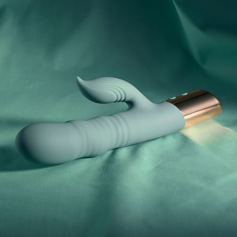 Evolved The Shimmy Green Thrusting Rabbit Vibrator | USB Rechargeable - VIBRATORS