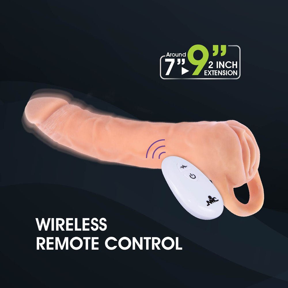 Extendor+ - Flesh 2 Inch Vibrating Penis Extender and Stroker - MASTURBATORS