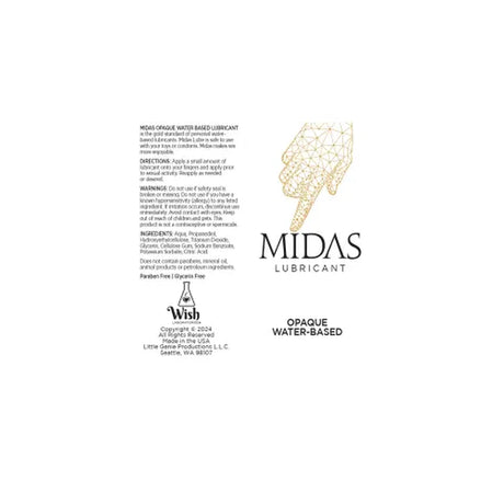 Midas Opaque Water Based Lubricant - 59 ml - Naughty by Nature Adult Store