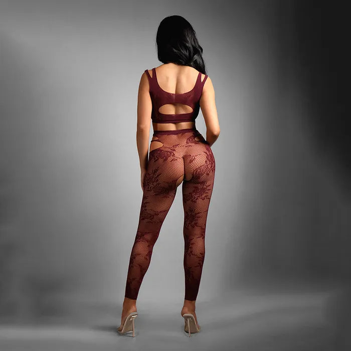 SHEER FANTASY UNDIVIDED ATTENTION - 1Size - Burgundy - One Size - Naughty by Nature Adult Store