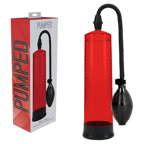 PUMPED Basic Pump 1 - Red - Red Penis Pump - Naughty by Nature Adult Store