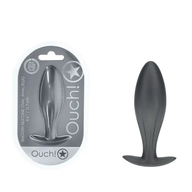 OUCH! Oval Anal Plug - Gun Metal - Naughty by Nature Adult Store