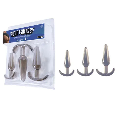 Butt Fantasy Triple Tapered Anal Plug Set - Black Beginners Set - Naughty by Nature Adult Store