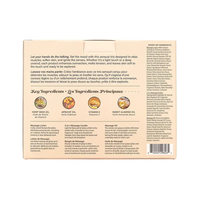 Hemp Seed Tranquility Trio Skinny Dip Scented Massage Caress
