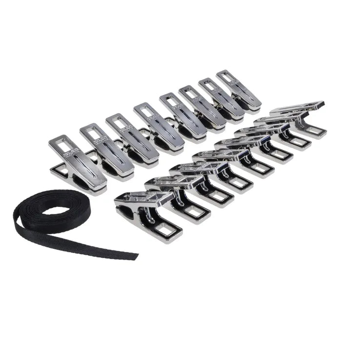 EDGE Body Zipper Clothespins Chrome Finish Set Of 16