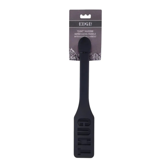 Edge Cunt Silicone Paddle Black With Insertable Handle