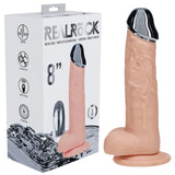 Metal Head Dildo Flesh 8 Inch Vibrating With Wireless Remote