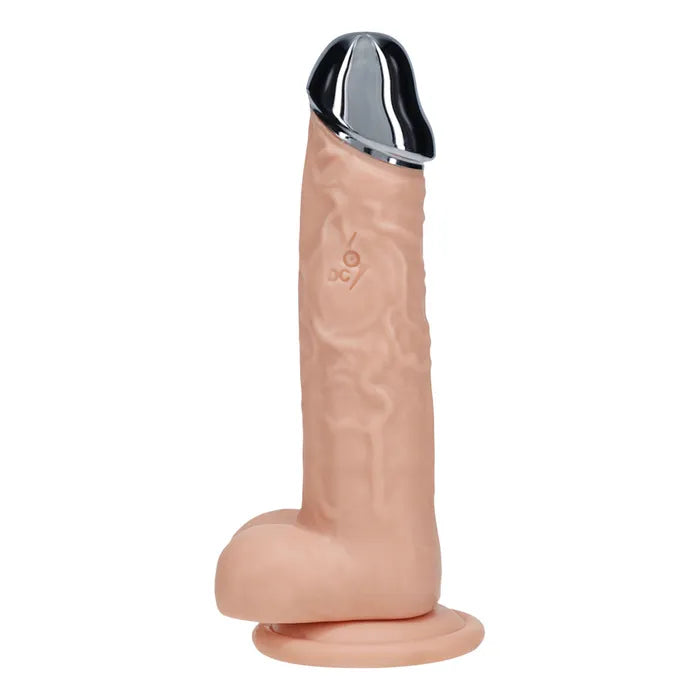 Metal Head Dildo Flesh 8 Inch Vibrating With Wireless Remote