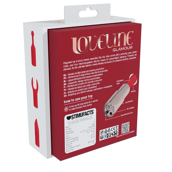 Loveline Sparkle Red USB Rechargeable Lipstick Vibrator 8.3cm