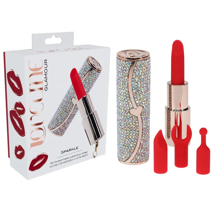 Loveline Sparkle Red USB Rechargeable Lipstick Vibrator 8.3cm