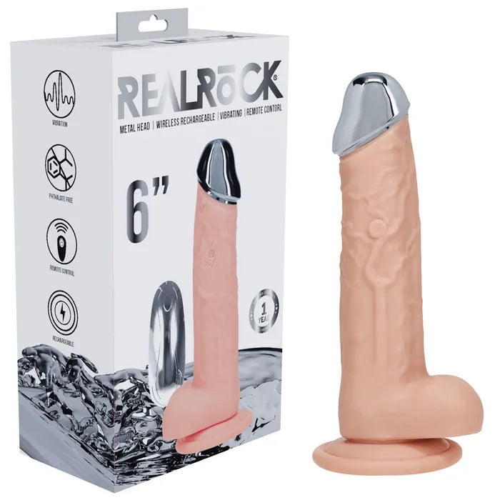 RealRock Metal Head 6 Inch Dildo With Wireless Remote