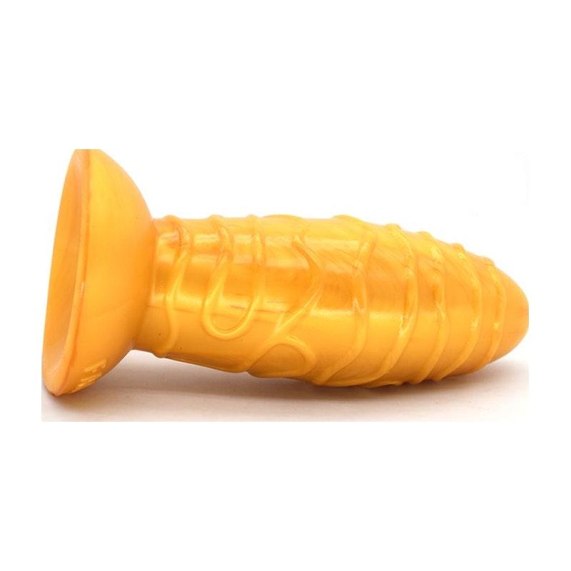 FAAK Dome Anal Plug - Gold Silicone Butt Plug - 17.5 x 5.9cm - Adult Toys