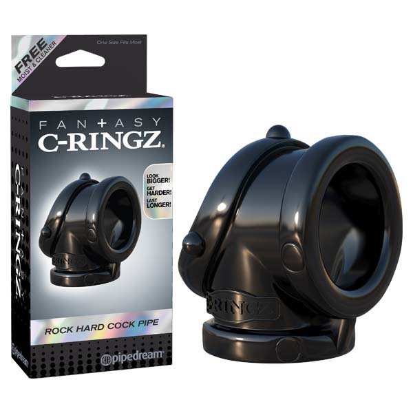 Fantasy C - ringz Rock Hard Cock Pipe - Black Cock & Ball Rings - COCK RINGS