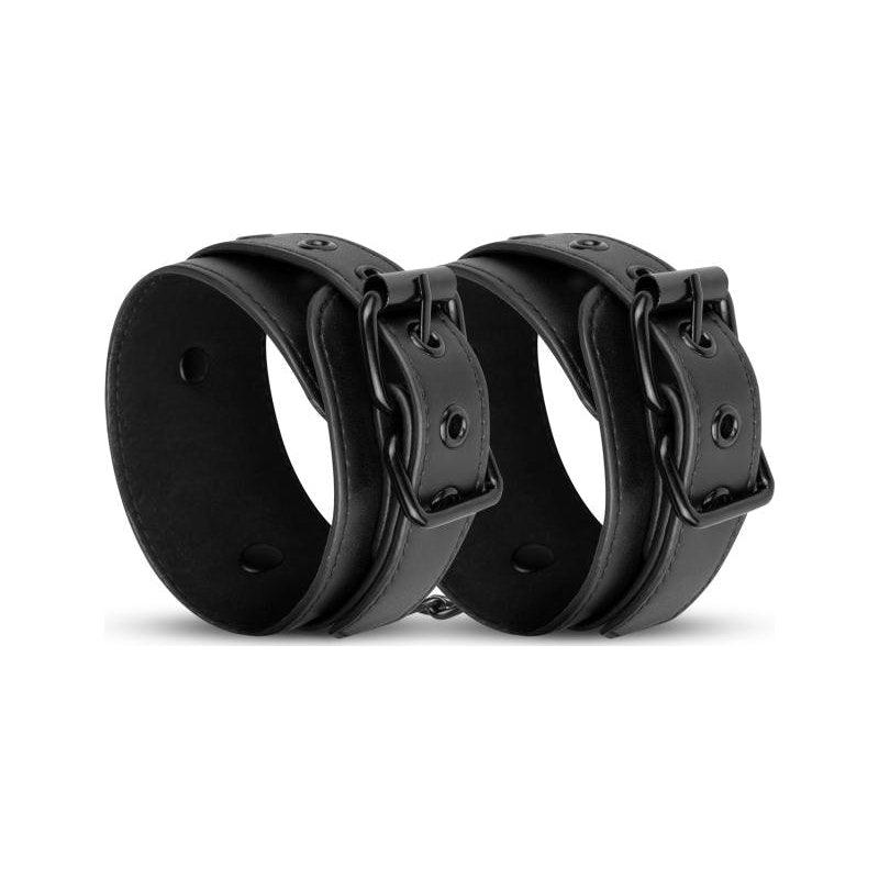 Faux Leather Handcuffs Black - Adult Toys