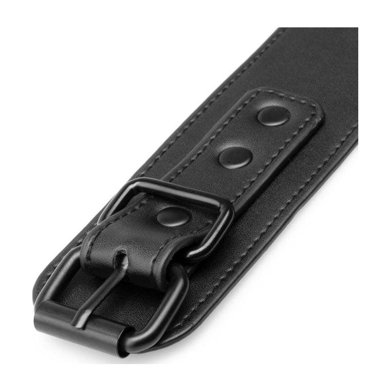 Faux Leather Handcuffs Black - Adult Toys