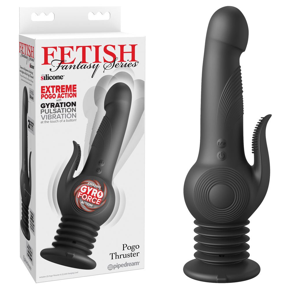 Fetish Fantasy Series Pogo Thruster - Black USB Rechargeable 23.5 cm Gyrating Rabbit Vibrator - VIBRATORS