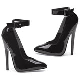 Fetish Pump w Ankle Strap Black 6in - Lingerie