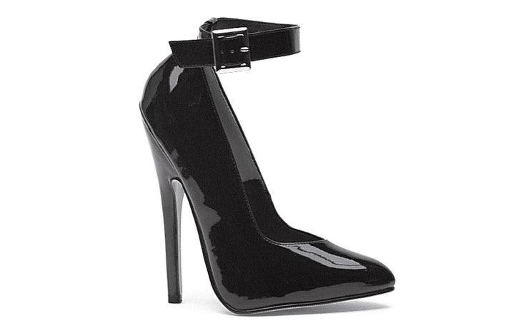 Fetish Pump w Ankle Strap Black 6in - Lingerie