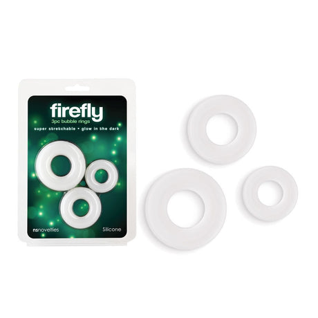 Firefly - 3pc Bubble Rings - White - Glow in Dark Cock Rings - Set of 3 Sizes - COCK RINGS