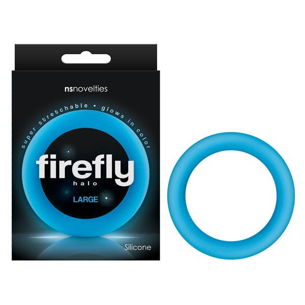 Firefly Halo - Glow In Dark Blue Large 60 mm Cock Ring - COCK RINGS