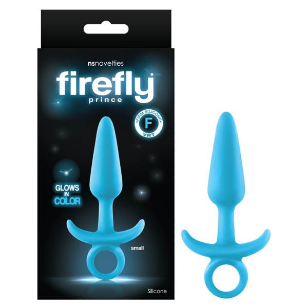 Firefly Prince - Glow - in - Dark Blue 10.9 cm Small Butt Plug with Ring Bull - Anal Toys