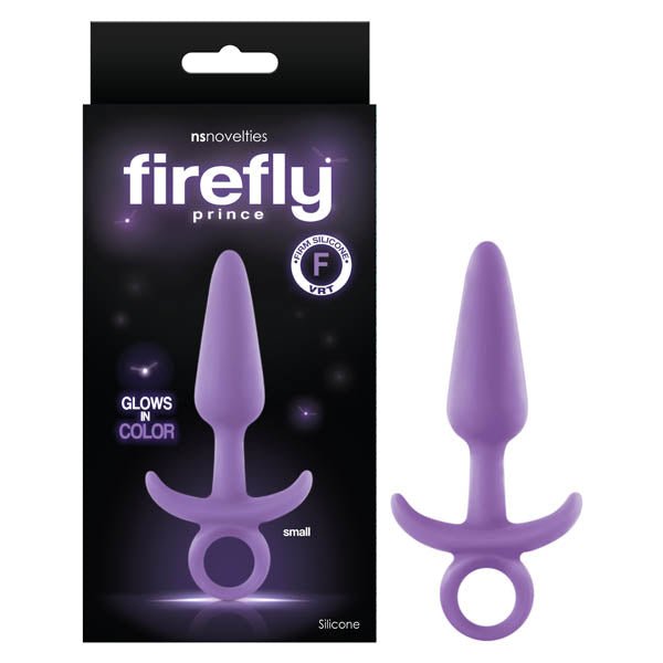 Firefly Prince - Glow - in - Dark Purple Small Butt Plug with Ring Bull - ANAL TOYS